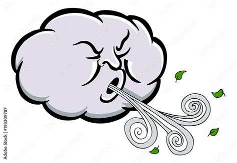 Angry Cloud Blowing Wind Vector De Stock Adobe Stock