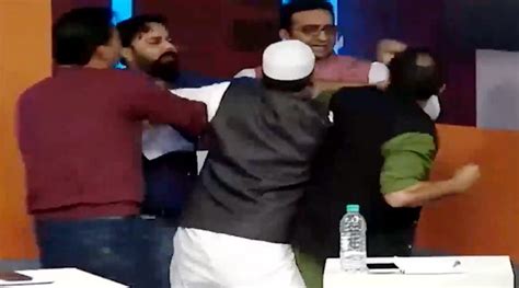 video debate goes viral samajwadi party and bjp leaders engage in a physical fight live on tv