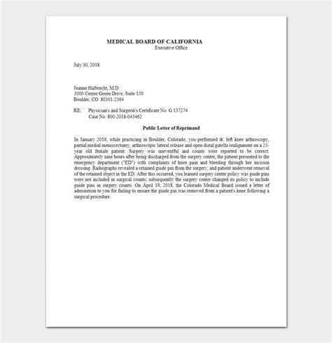 Letter Of Reprimand For Employee Performance Template And Samples