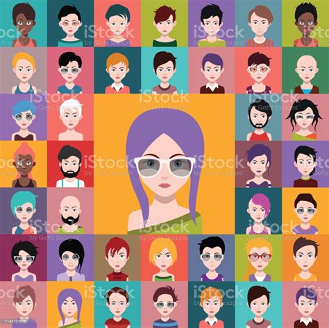 Set Of Colorful Avatars Of Characters Stock Illustration Download