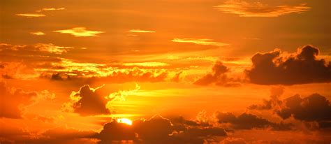 Aerial Photography White Cloudy Sky Under Yellow Sunset Hd Wallpaper