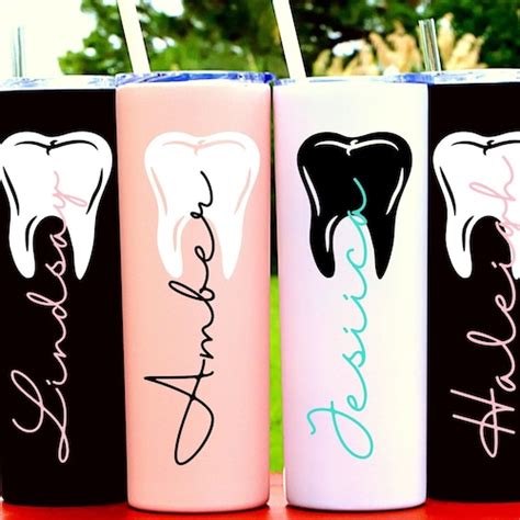 Personalized Dentist Tooth Tumbler Cup Dental Hygiene Ts Etsy