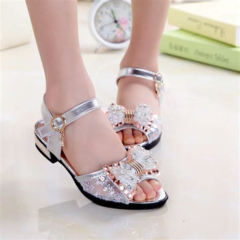 Childrens High Heel Shoes Kids Sandals For Party Gold Sliver Toddler