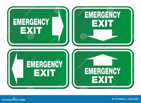 Emergency Exit Signs Green Sign Royalty Free Stock Photo Image