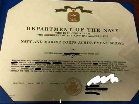 Strange Citation For Navy And Marine Corps Achievement Medal Medals