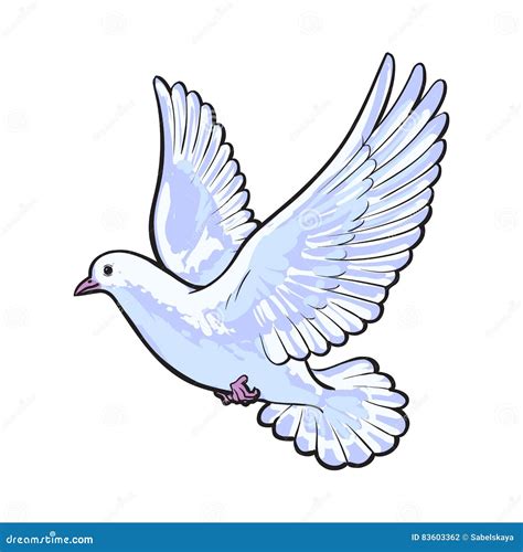 Free Flying White Dove Isolated Sketch Style Illustration Stock Vector