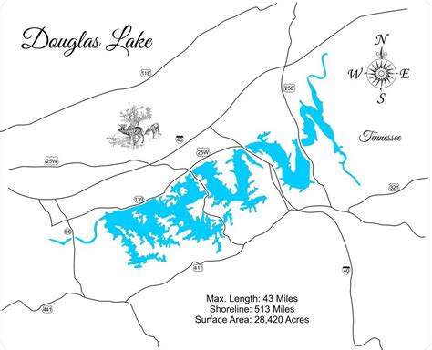 Lake Douglas Tennessee Map Lake Nice