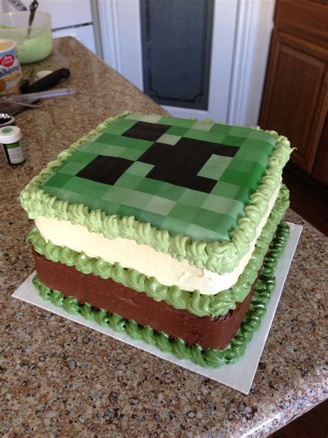 Minecraft Creeper Cake Creeper Cake Bday Birthday Cake Minecraft Cake Birthday Parties