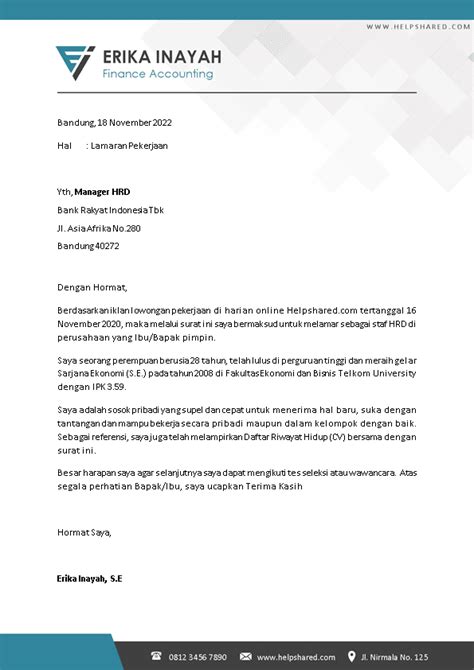 Contoh Surat Lamaran Kerja yang Baik, Benar dan Menarik