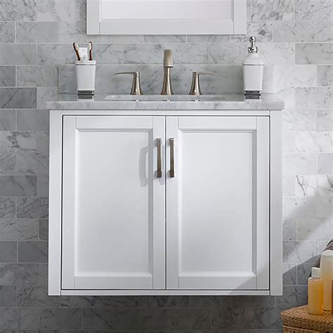 Allen Roth Floating 36 In White Undermount Single Sink Bathroom Vanity