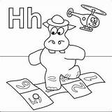 Coloring Hopscotch Preschool Alphabet Letter Activities Coloringpages4u Helicopter Hippo Hat Zoo Letters sketch template