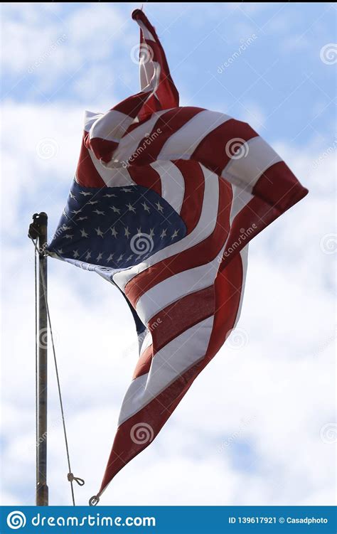 American Flag Waving In The Wind Stock Image Image Of Federal Pride