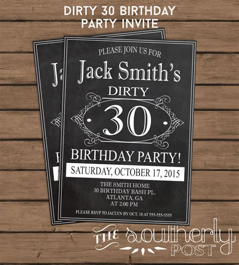 Dirty 30 Birthday Party Invitation 30th Birthday Thirty