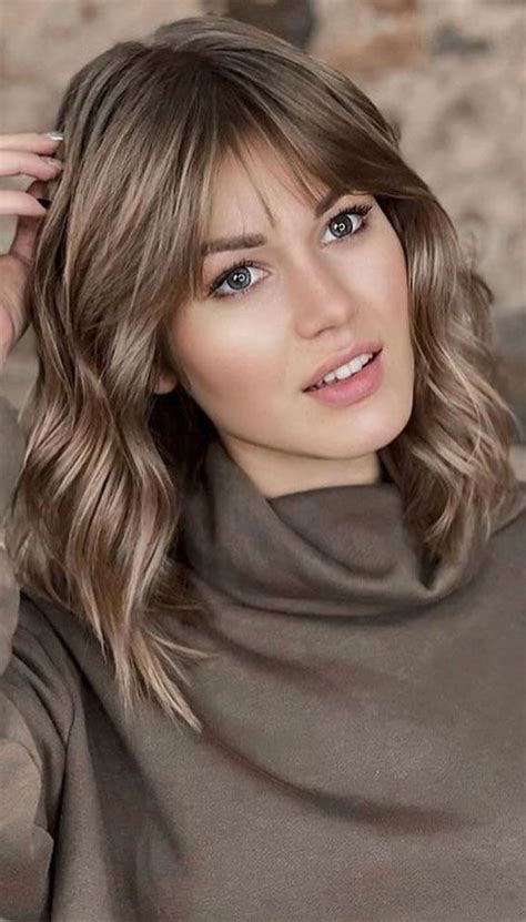 3 Subtle Metallic With Bangs A Pretty Shoulder Length Haircut With