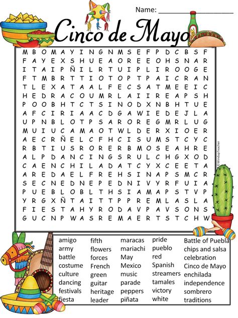 Cinco De Mayo Word Search Printable