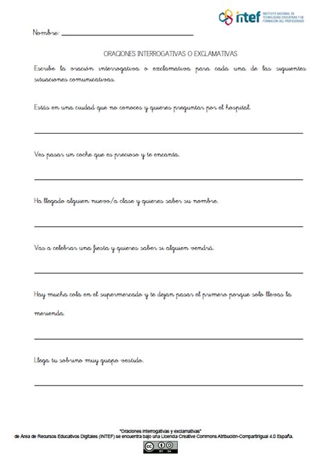 Más actividades Las oraciones interrogativas y exclamativas