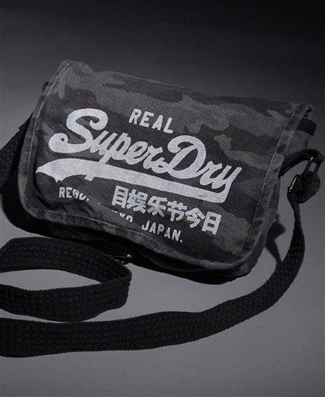 Mens Vintage Side Bag In Black Camo Superdry