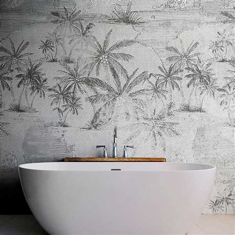 Papier peint salle de bain jungle, tapisserie salle de bain | Papier