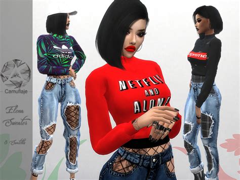 Elena Sweater By Camuflaje Sims 4 Female Clothes