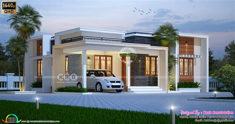 Small Budget Flat Roof House Rendering By Hash Construction Kerala