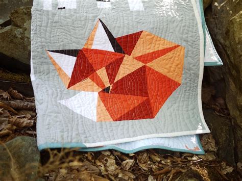 Sleeping Fox Paper Piecing Pattern 16 X 16 Quilt Block Digital