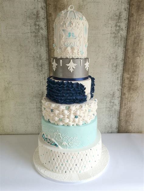 Navy And Teal Birdcage Wedding Cake Decorated Cake By Cakesdecor