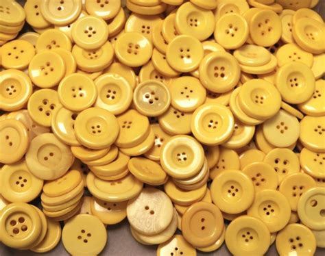 Pack Of 50g Large Yellow Buttons Mixed Sizes Of Various Buttons