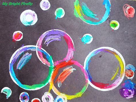 My Bright Firefly Bubbles Art Project Using Oil Pastels And Paint