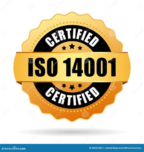 Sello Certificado Del Oro De La Iso 14001 Ilustración Del Vector
