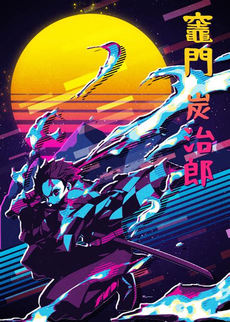 Tanjiro Kamado Poster By 80sretro Displate Cool Anime Wallpapers