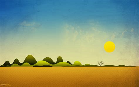 Simple Sun Landscape Art Wallpaper 3512 Wallpaper Cool