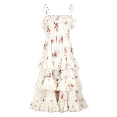 Zimmermann Heathers Lace Trimmed Tiered Pintucked Floral Print Cotton