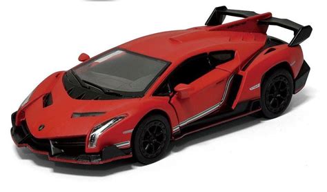 5 Kinsmart Matte Lamborghini Veneno Diecast Model Toy Car 136 Red
