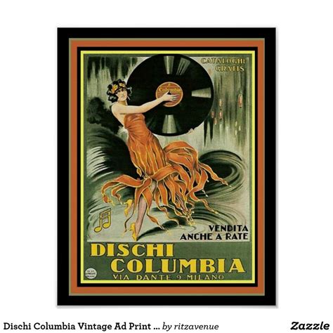 Dischi Columbia Vintage Ad Print 11 X 14 In 2021 Vintage