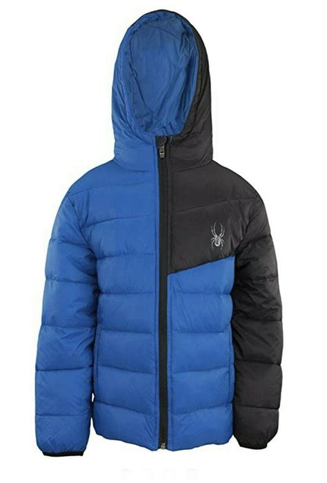Spyder Boys Youth Ace Short Puffer Hooded Jacket Large Size 14 16