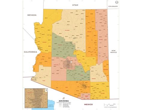 Arizona Zip Code Map Including County Maps