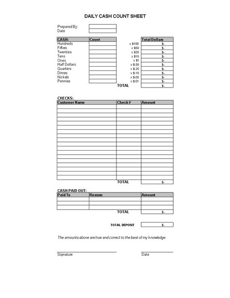 This customizable and downloadable template is available in microsoft word and apple pages. Daily Cash Sheet | Templates at allbusinesstemplates.com