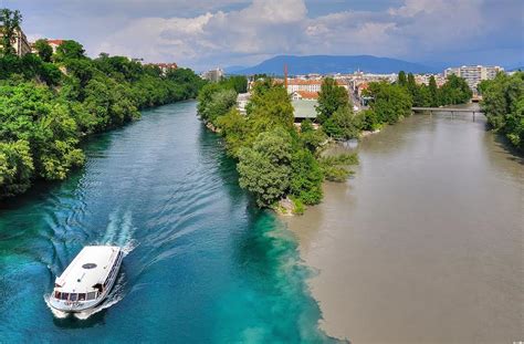 Meeting Of Two Rivers Rhone And Arve In Geneva Switzerland Image Abyss