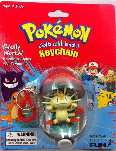 Pokemon Pokeball Keychain Meowth Capture And Release Action With