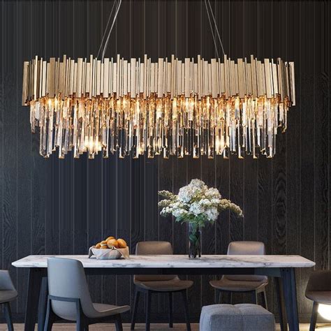 Modern Crystal Chandelier Lighting Luxury Oval Gold Hanging Etsy In