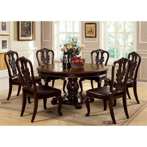 Furniture Of America Berkshire 7 Piece Round Dining Set With Wooden