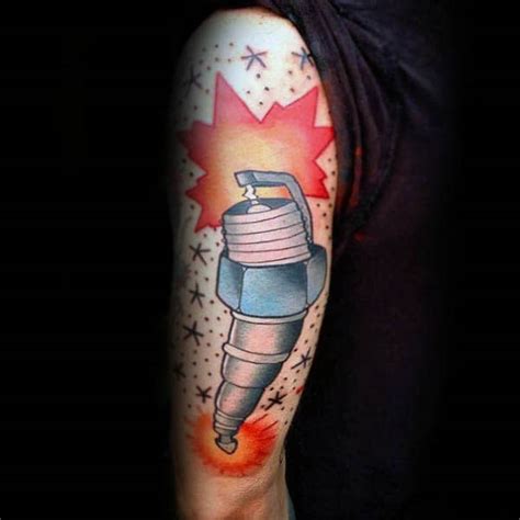 70 Spark Plug Tattoo Designs For Men Cool Combustion Ink