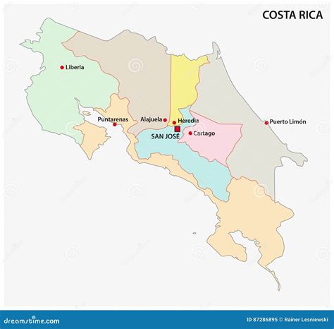 Administrative And Political Map Of Costa Rica Stock Vector
