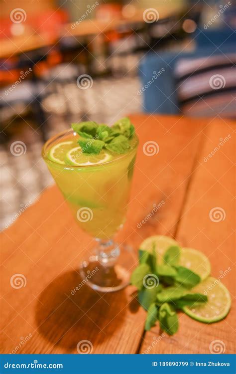 Refreshing Cold Citrus Drink With Mint Cold Summer Beverage Served In