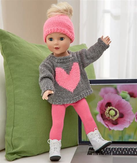 Love My Doll Sweater And Messy Bun Hat Free Knitting Pattern 18 Inch Doll