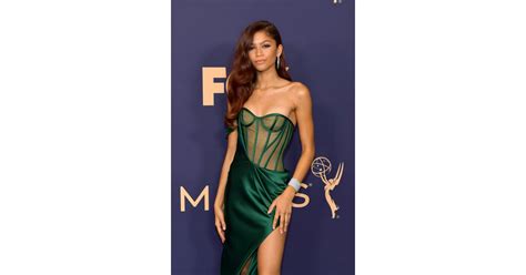 Zendaya Owned The Emmys Red Carpet In A Sexy Emerald Gown Popsugar