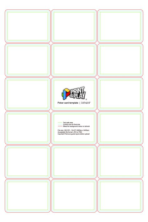 Playing Cards Formatting And Templates Print And Play With Template For Playing Cards Printable