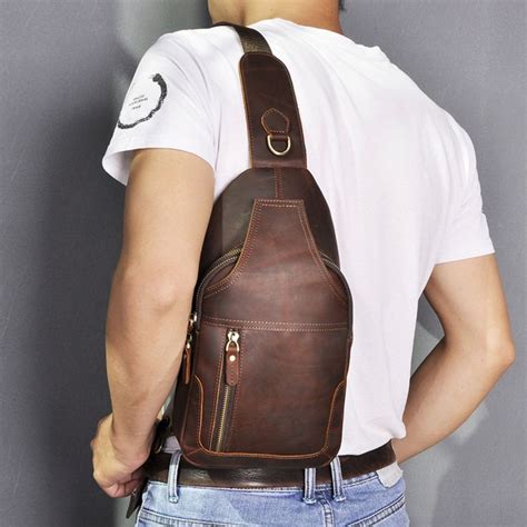 Leather Sling Bag Menfestival Leather Bag Backpack Single Etsy In 2020 Sling Bag Men