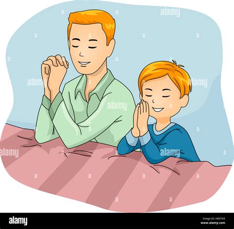 Illustration Of A Father And Son Praying Together Stock Photo Alamy