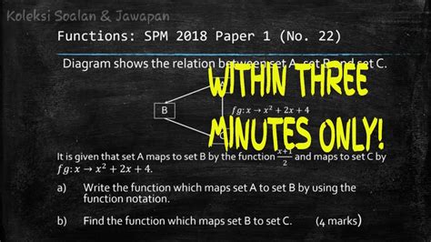 SPM Additional Mathematics 2018 Paper 1 Number 22 ...